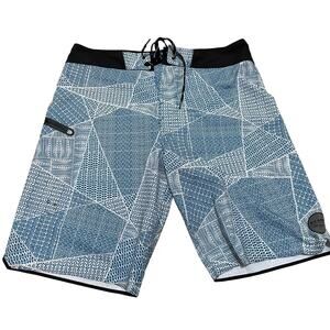 Roark Revival Men's‎ 32 Savage Boardshorts Trunks Blue 10in inseam Beach Surf
